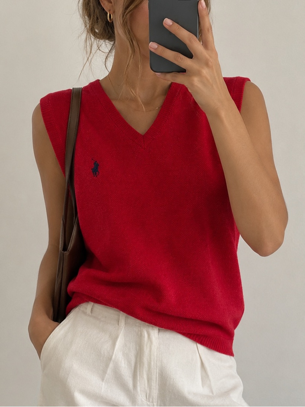 Ralph Lauren Polo Sweater Vest Size L/XL Women’s Large XL Red Knit Cotton